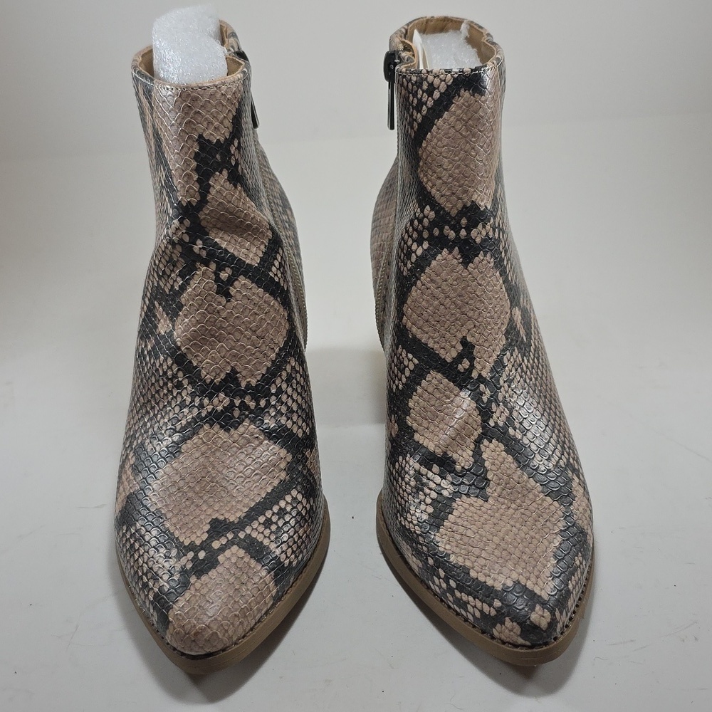 Sun + Stone Beige and Black Snakeskin Ankle Boots - Picture 2 of 9